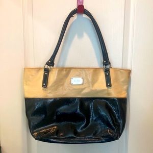 Nine West black and tan faux leather bag